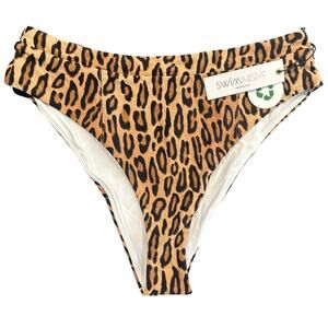 NWT Swiminista Leopard Print Bikini Bottoms – Size Large, High Waist